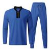 Men's And Women's Solid-color Casual Long-sleeved And Long Pants Set, Men's Spliced Stand-up Collar Half Zipper Casual Set