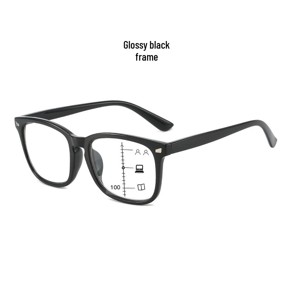 Women's Retro Square Multifocal Anti-Blue Light Reading Glasses for Distance and Near Vision