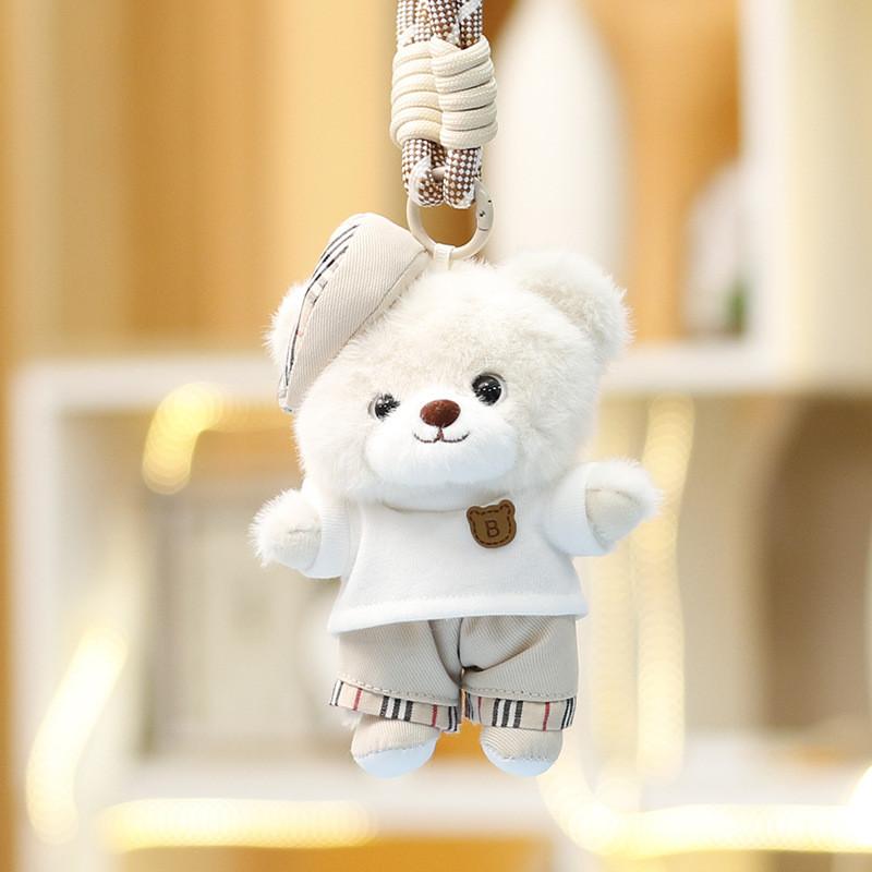 Cute Cartoon Bear Plush Doll With Short Velvet Material For Girls Bag Charm