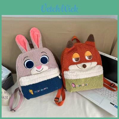 Cartoon-Fuchs und -Hase Plüschrucksack mit großem Fassungsvermögen für Kinder und Schüler