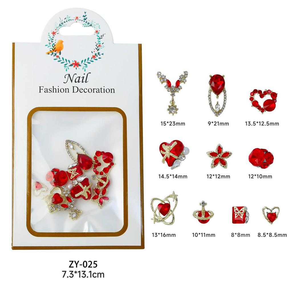 Nail Art Accessories: Alloy Rhinestone Set with Bow, Heart, Fishtail DIY Decorations