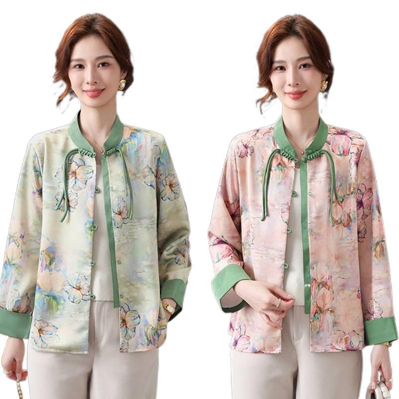 Spring Chinese Style Jacket for Middle-aged Women - Elegant, Lightweight, and Stylish