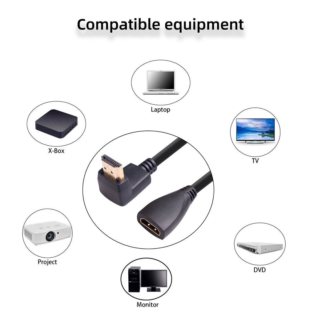 for HDMI-compatible Extension Cable Desktop PC Laptop Elbow Connector Video Adapter Television Accessories Replacement