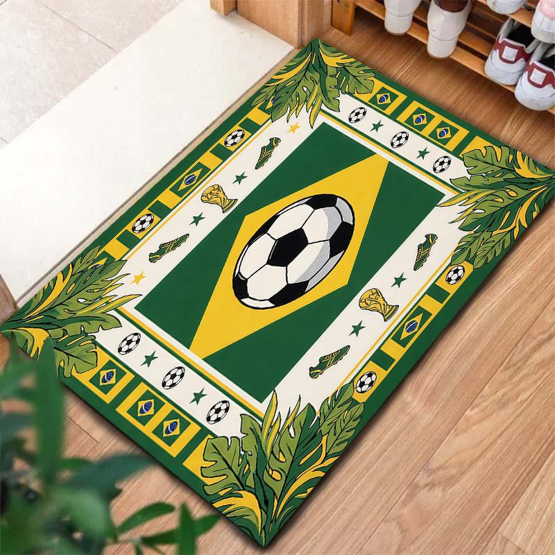 Tapete Quadrado com Padrão de Futebol da Copa do Mundo, Tapete de Área, Tapete para Sala de Estar, Quarto, Sofá, Sala de Brincar, Decoração, Tapete Antiderrapante, Presentes de Feriado e Aniversário