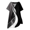 Women's Fashion Casual V-neck Short Sleeve Button Retro Color Block Splicing Print Dress