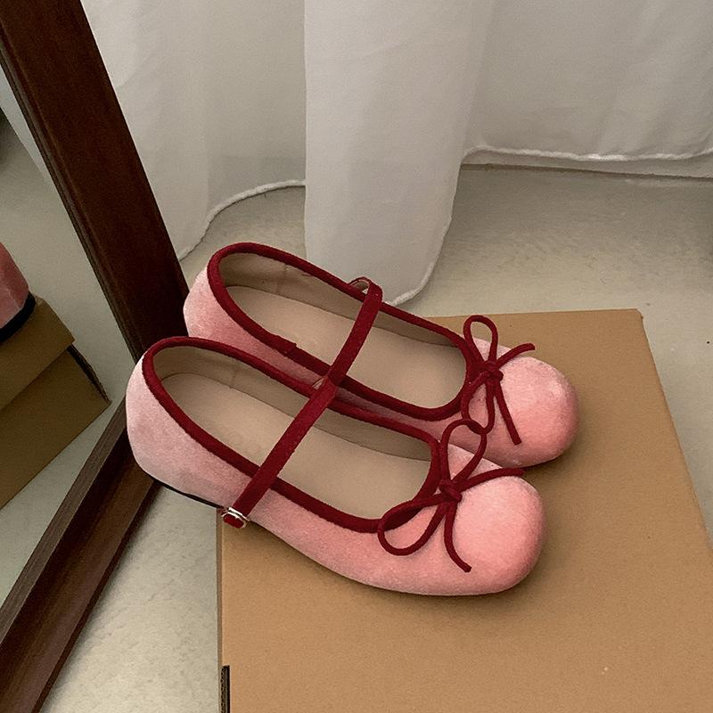 White French inner height increase shallow mouth flat sole shoes women's 2025 new spring versatile ballet Mary Jane shoes