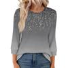 Women's Fashion Casual Round Neck 3/4 Sleeve Loose  Printed T-Shirt Ladies Top
