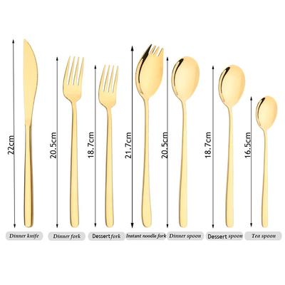 Gold 304 Edelstahl Spiegel Gabel Messer Löffel Geschirr Set Tragbare Küche Geschirr Set Helle Besteck Set