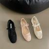 Damen Frühling Sommer Mary Jane Schuhe Ballerinas Atmungsaktives Mesh Stickerei Flats Süße Schleife Weibliche Tägliche Gehsandalen