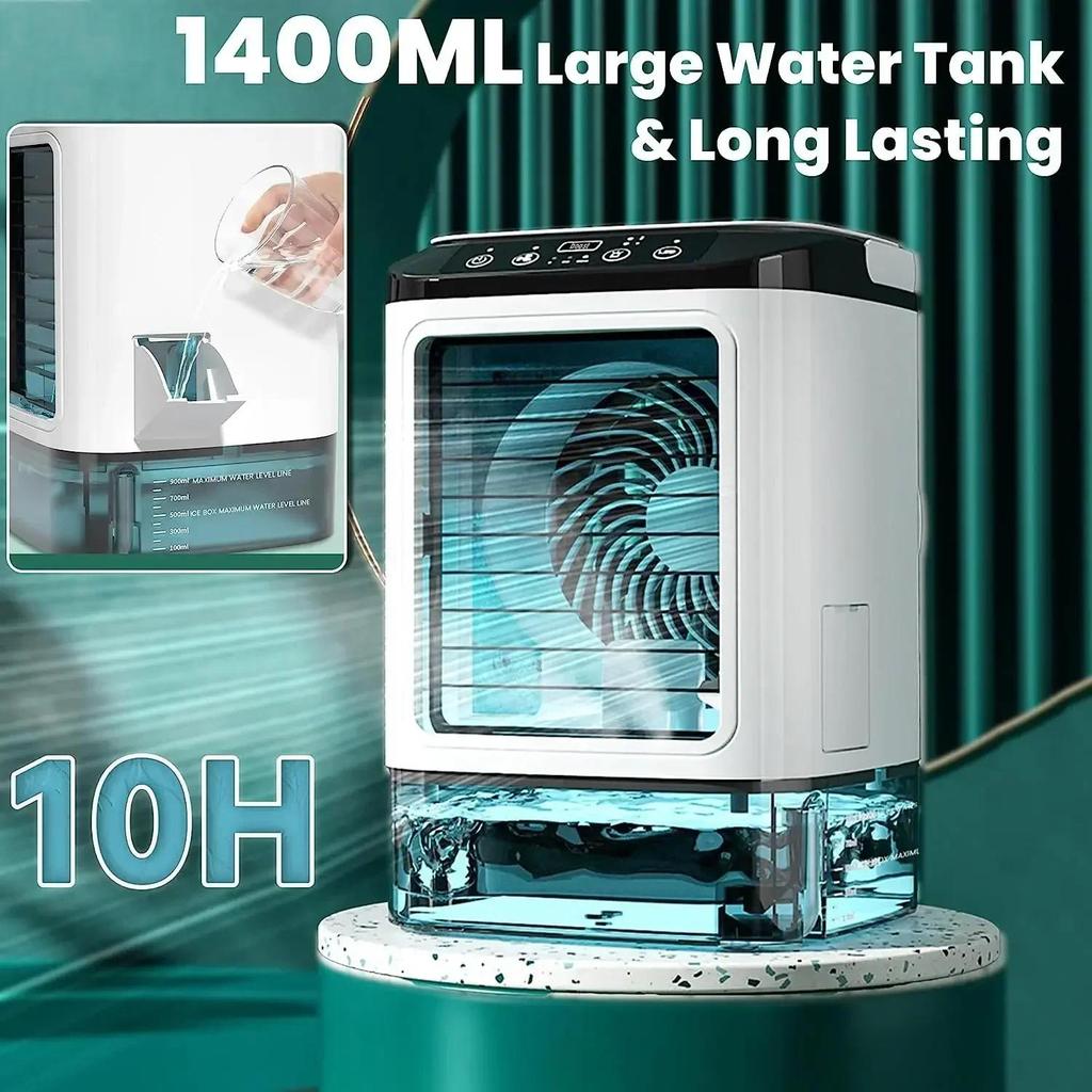 3 Wind Modes Mute Air Cooler Humidifier Portable Air Conditioner Fan Desktop Dual Spray Ultrasonic Atomization Electric Fan