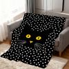 Modern Black Cat Polka Dots Cute Abstract Fashion Soft Warm Plush Blanket Dorm Sofa Living Room Hogar Bedroom Gift Home Flannel
