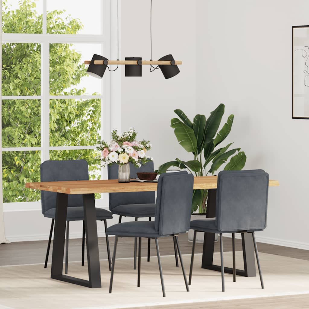 Dining Chairs, 4 Pcs, Dark Gray, Upholstered In Velvet