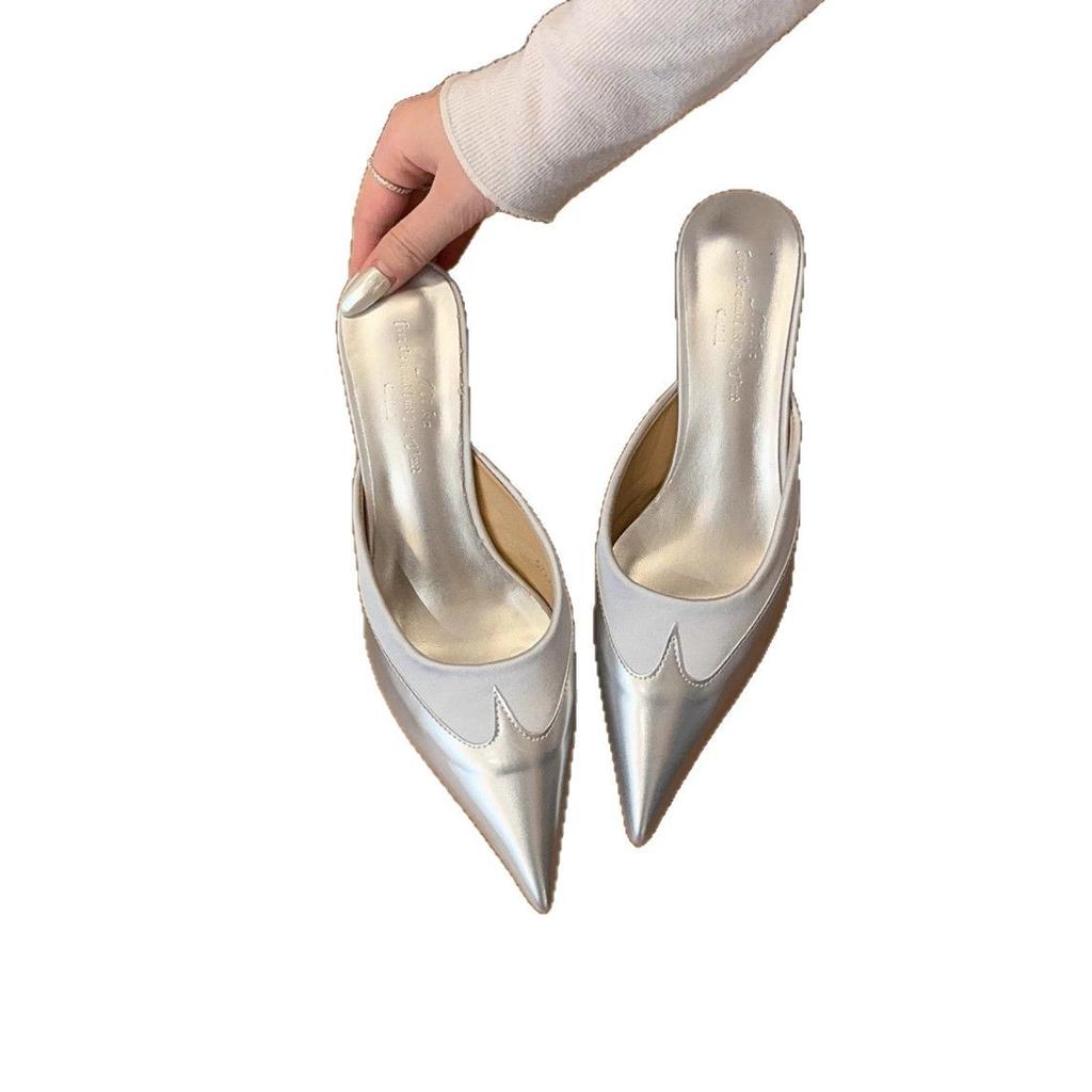 Mode Elegant Spitz Zehenbereich Transparentes PVC Herz High Heels Mules Slipper Schuhe Damen 2025 Schwarz Weiß Rot Schuhe Luxus Designer Pumps