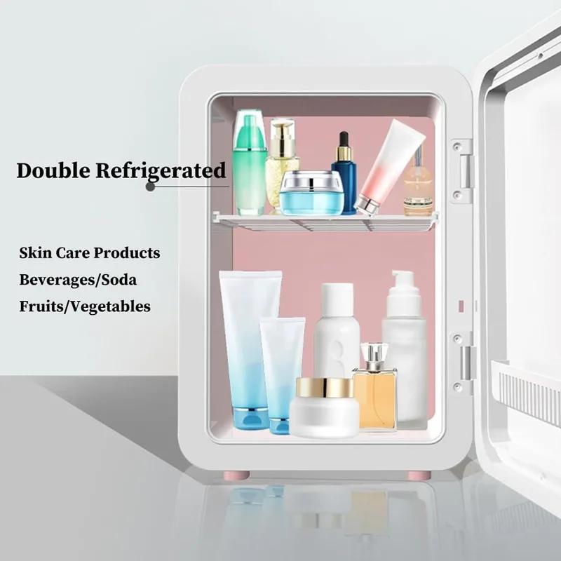 Mini 6L Car Fridge Beauty Cosmetics Mask Makeup Skincare Refrigerator DC 12V / AC 220V Heated Cooling Dormitory Refrigerator