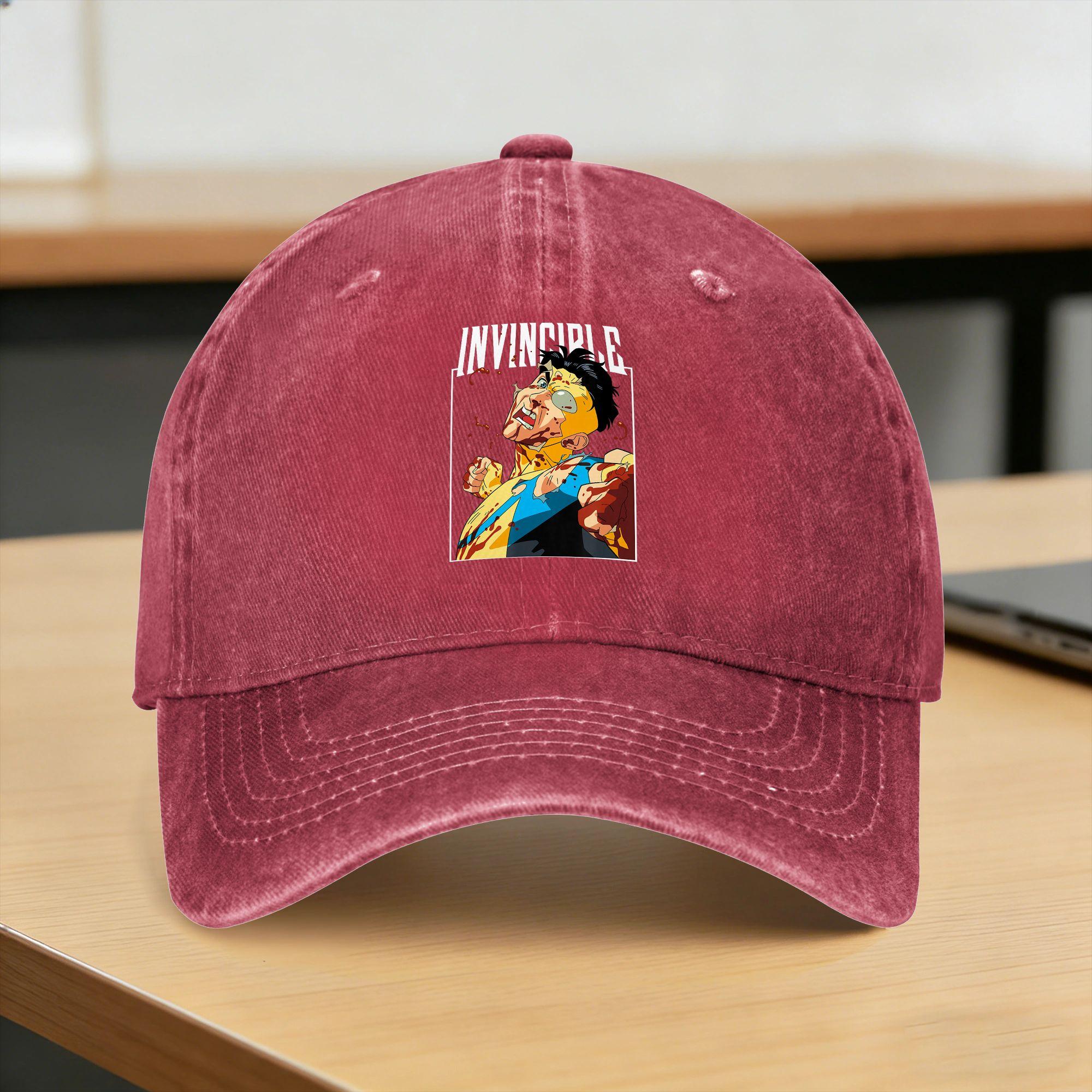 Invincibles Battle Damaged Mark Character Logo Sun Baseball Cap Unisex Print Trucker Hat Summer Streetwear Kpop Rock Baseball Caps One Size