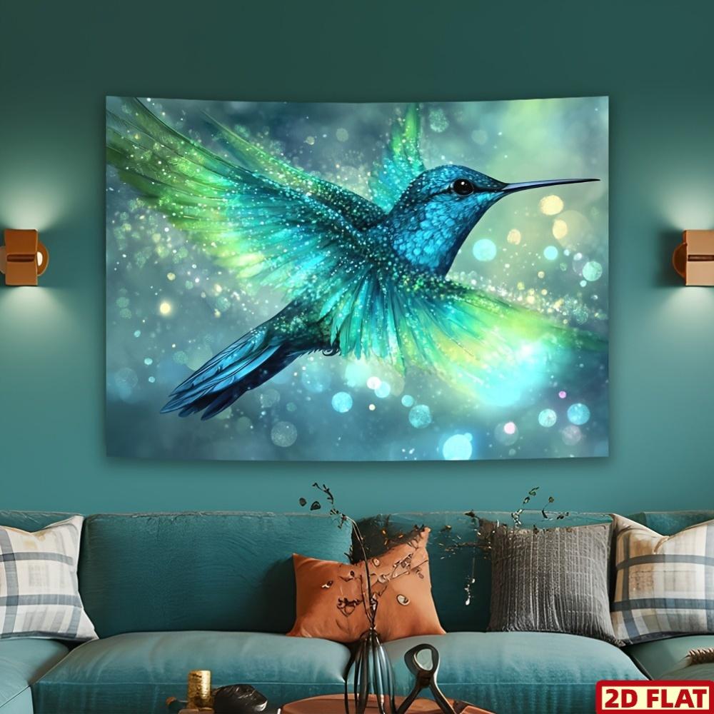 

Magical Hummingbird Fantasy Art Tapestry Glowing Wings Sparkle Nature Wall Hanging 2D Flat for Living Room Sofa Meditation Space 74x94cm(29x37in)