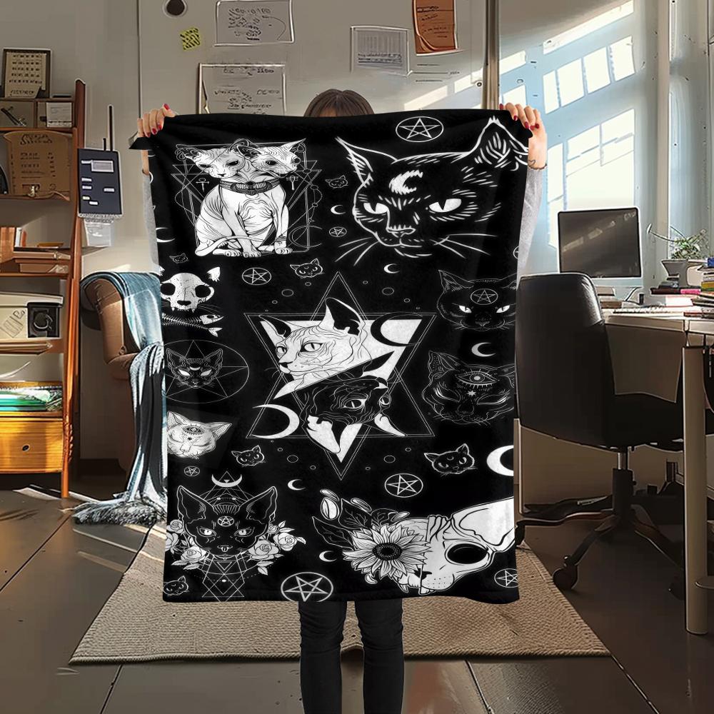 1 Stück Flannelldecke mit Satansymbol-Aufdruck, Hohe Qualität für alle Jahreszeiten, Heimdekoration, Wärme und Komfort, Perfekt für Weihnachtsgeschenke