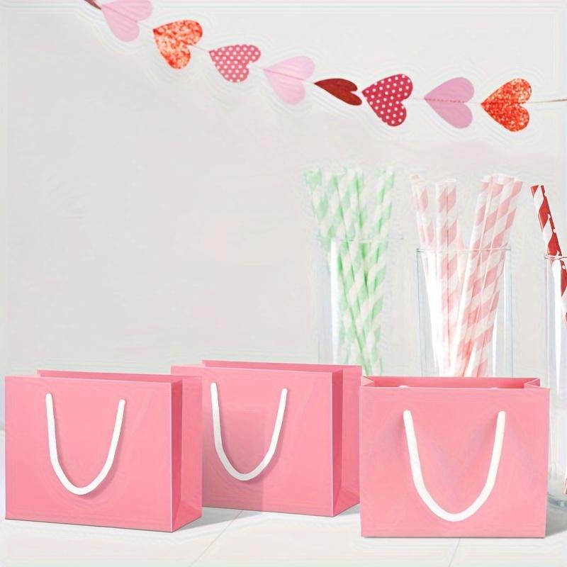 20 stuks Mini Cadeautasjes met Handvatten - Perfect voor Bruiloften, Babyshowers, Verjaardagen & Sieradenopslag - Roze Kraftpapier (4X5X2 Inch) Kleine Cadeautasjes