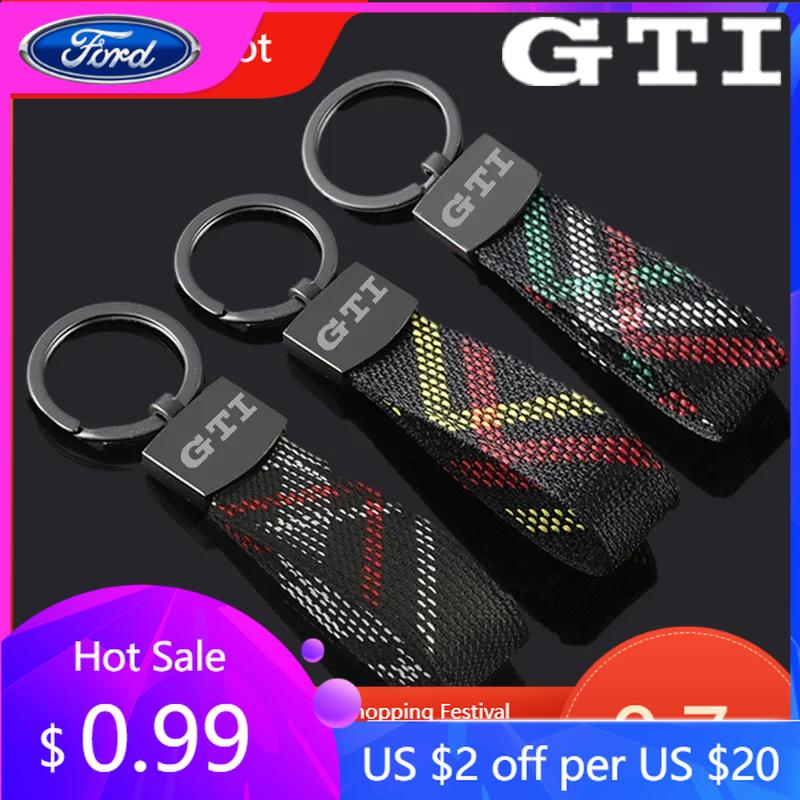 Bilklistermärke 2025 Hett Nytt Oxford-band Bilstyling Nyckelring Hänge Nyckelring För Volkswagen GTI-logotyp Passat Santana Beetle Scir