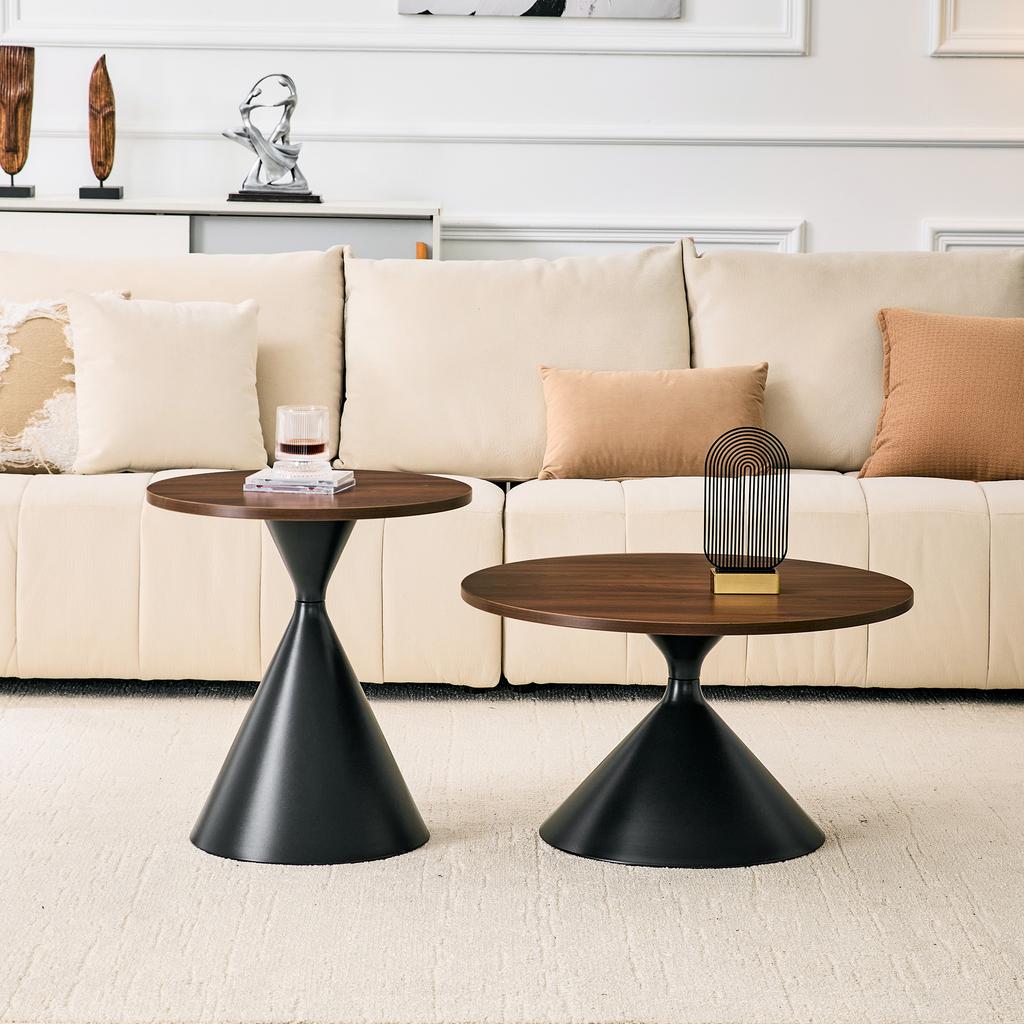 Set of 2 Table Frames made of Iron – 1 high and 1 low table leg, black powder-coated, with non-slip floor protectors – frames only, without tabletops