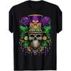 European Sizes Men'S Sugar Skull Mardi Gras T-Shirt - Vibrant New Orleans Carnival Costume with Green, Purple & Golden Fleur-de-Lis & Beads Print,