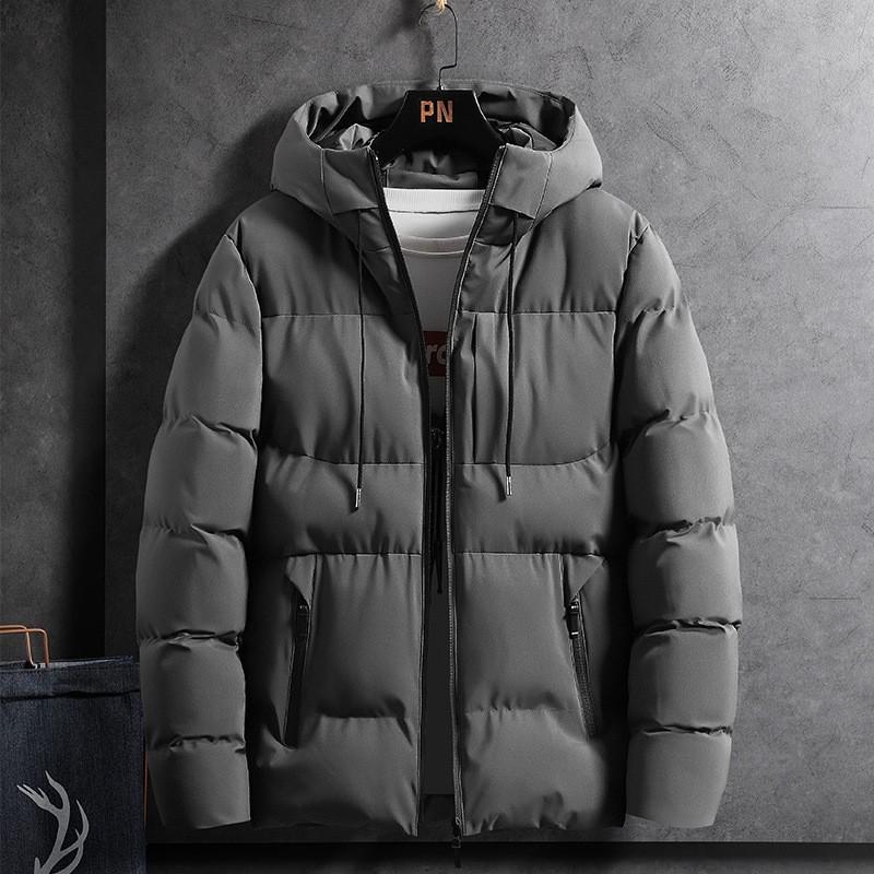 

Men s Trendy Winter Hooded Cotton Jacket - Thickened and Padded Short Coat for Autumn/Winter. 2XL серый