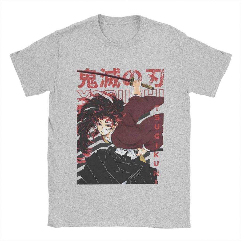 Yoriichi Tsugikuni ed Slayered T Shirt Men's Pure Cotton T-Shirts Round Neck Tee Shirt Short Sleeve Clothing Classic