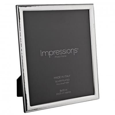 Impressions 999 Silver Narrow Rock Photo Frame 8 X 10 Wood Back Made In Italy