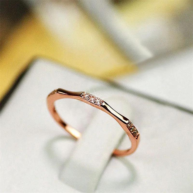 

CAOSHI Fashion Thin Finger Ring with Bright Zirconia Female Daily Wearable Jewelry Graceful Women Versatile Accessories Gift 12