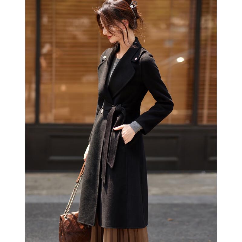 Sishuinianhua Women's Elegant Mid-Length Wool Coat