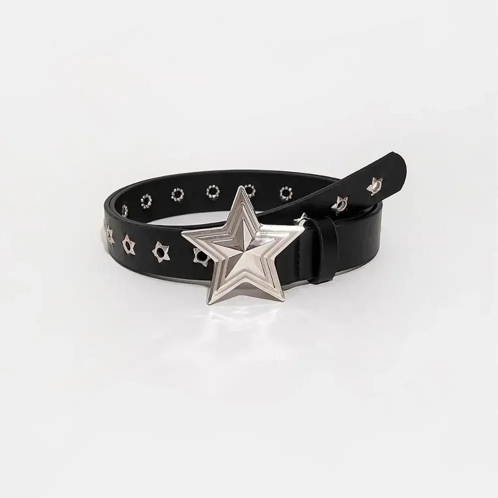 Grommet PU Leather Waist Belt Vintage Rivet Gothic Steampunk Waist Cinch Belt Wide y2k Waistband Female Jeans