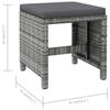 4 Piece Garden Chair and Footstool Set Grey Poly Rattan