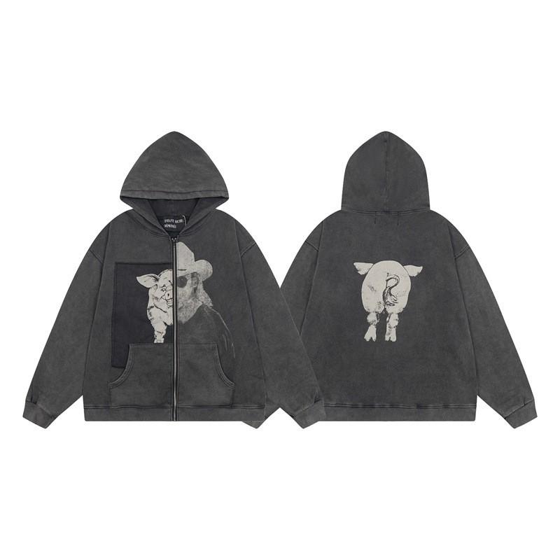 Unisex Oversized Hooded Sweatshirt With Washed Vintage Print Soft Cotton Blend Relaxed Fit Fall Casual Wear