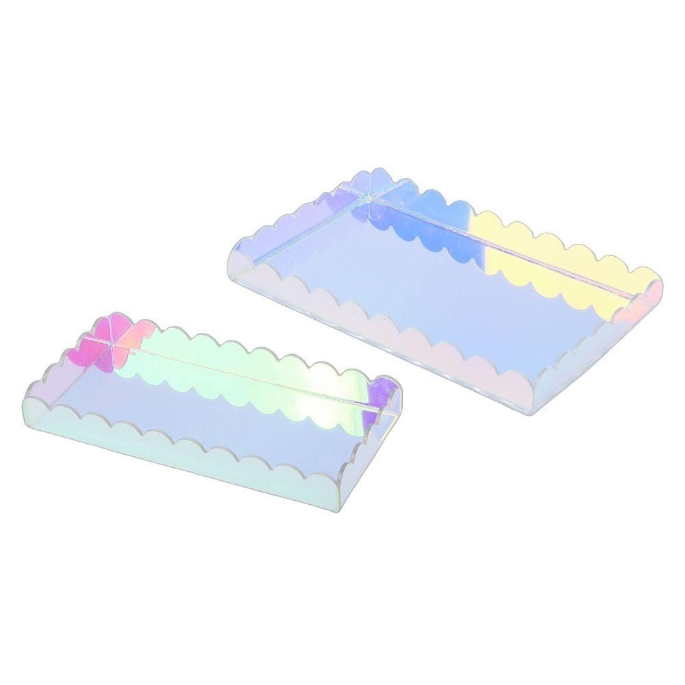 2 pcs Easy to Clean Vanity Tray Transparent Colorful Storage Tray  Bedroom Organization