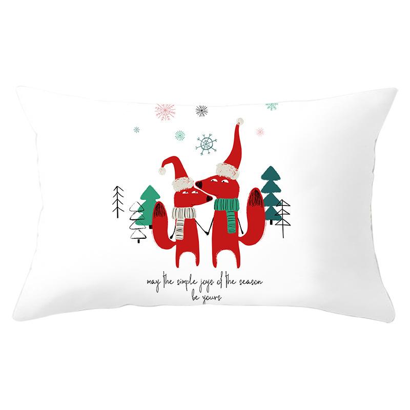 New Christmas Peach Skin Lumbar Pillowcase Cartoon Print Series Sofa Cushion Cover Throw Pillow Cover