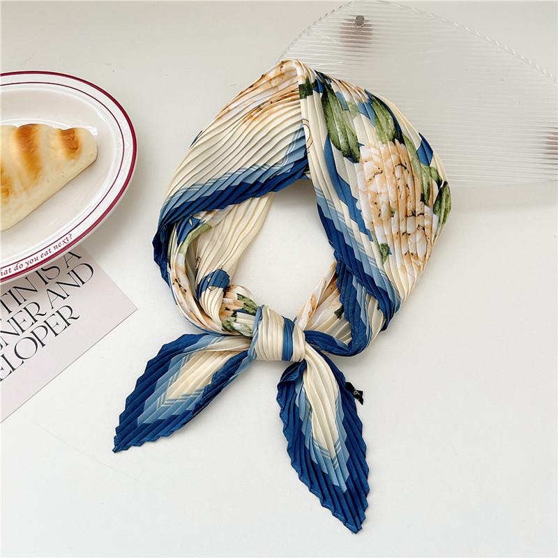 70cm Crumpled Scarf Kerchief Print Square Scarves Women DIY Hair Band Ribbon Headscarf Bandanas Headband Neck Wraps Neckerchief