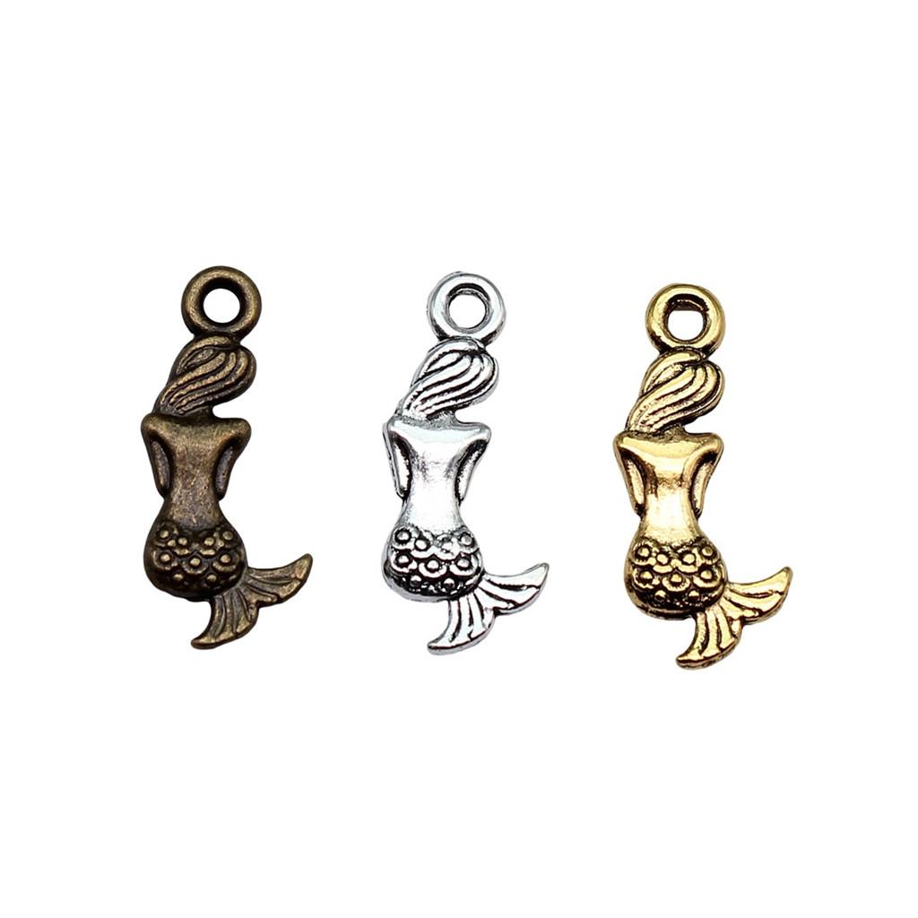 Mermaid Skeleton Charms Gothic Alloy Pendants For Halloween DIY Jewelry Accessories