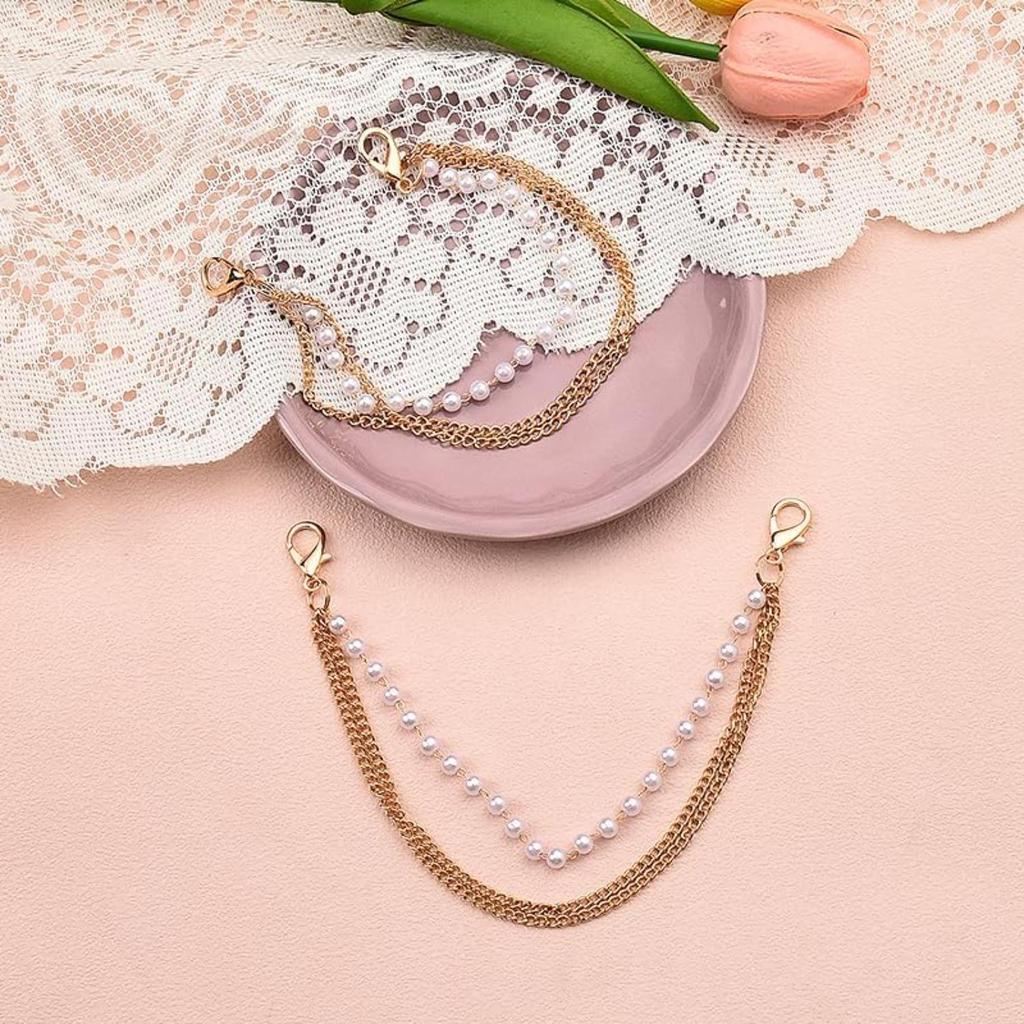 Imitation Pearl Chain Anklet for Women's Martin Boots & Canvas Shoe Accessories