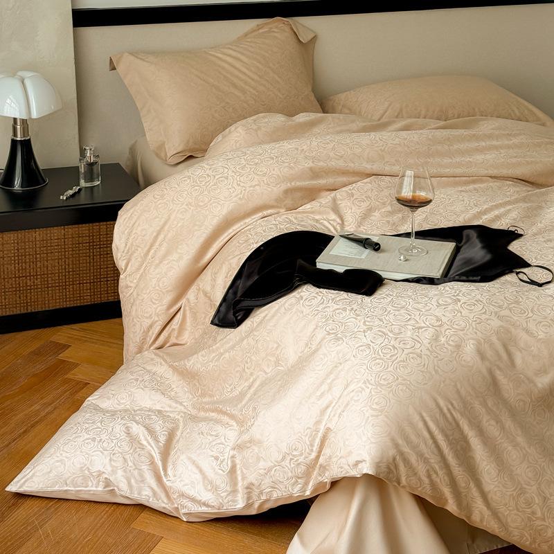 100 Long-Staple Cotton 4Pcs Set, High-End Jacquard Embroidery Bedding 4Pcs Set