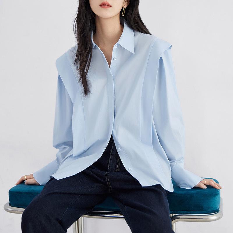 

Elegant Minimalist Women s Autumn 2025 White Slimming Top XL
