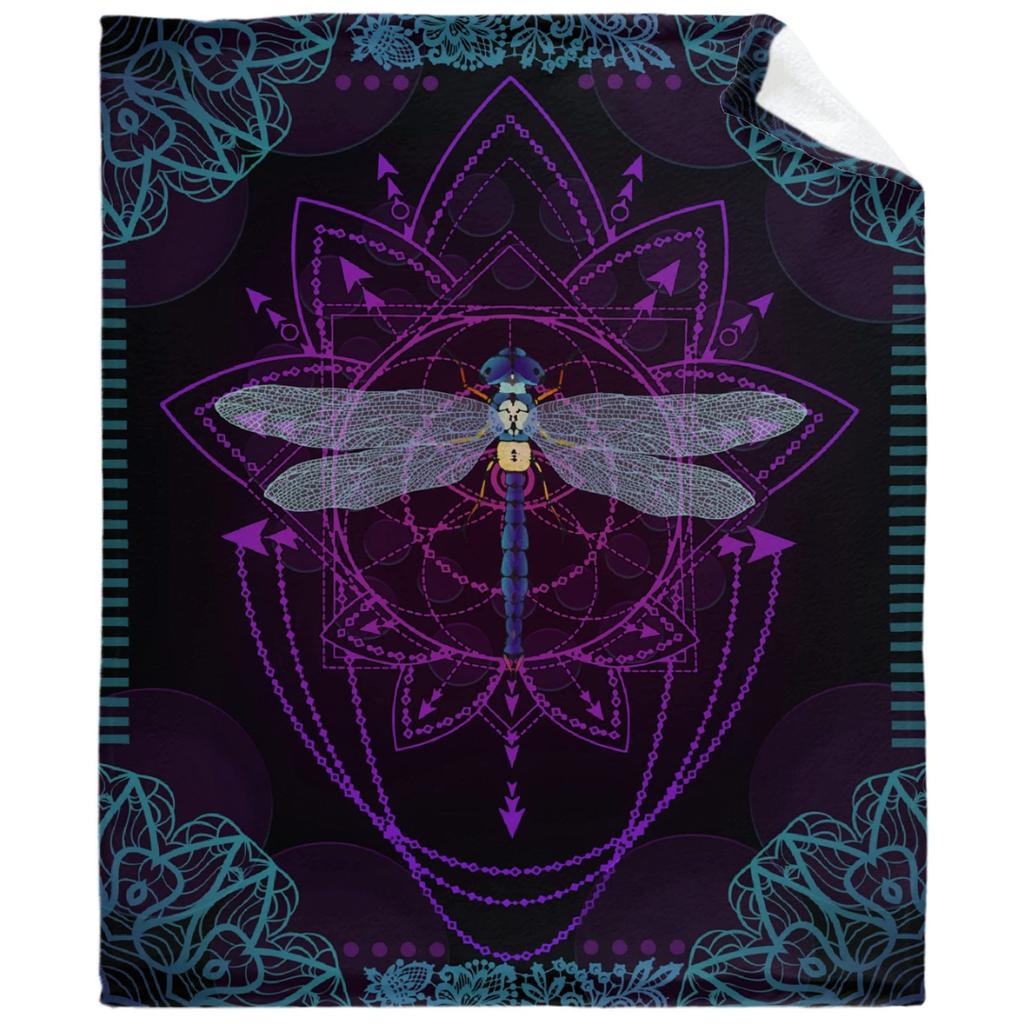 Dragonfly Print Flannel Blanket Office Nap Blanket Air Conditioner Blanket