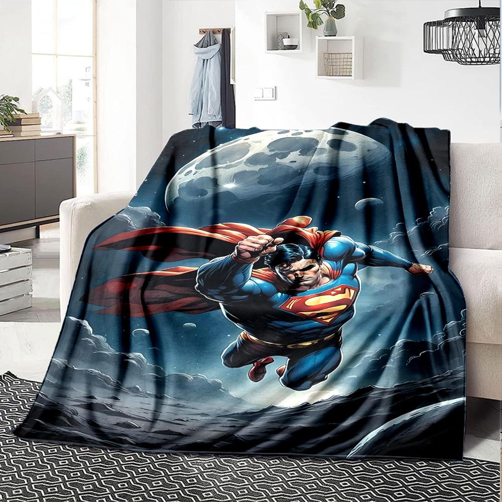 1pc Superman Moon Flannel Blanket Soft Warm Throw for Home, Office, Travel, All-Season Cozy Bedding GiftL1185