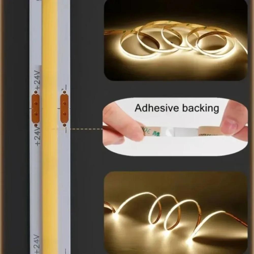 COB LED Strip Light DC12V 24V 16.4ft High Density Flexible Tape Ribbon 3000 4000K 6000K RA90 Led Lights Lighting 528 LEDs/m