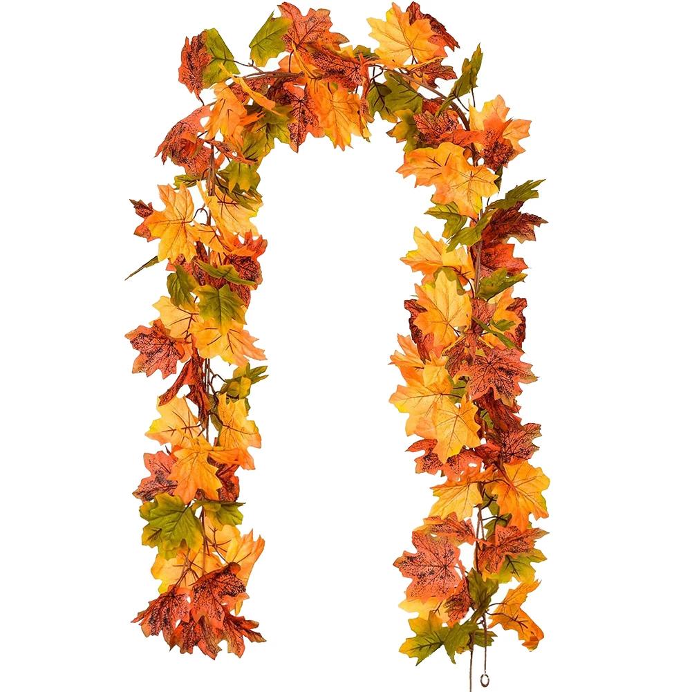 

Thanksgiving Fall Leave Hanging Garland Vine Leaves Decoration Maple Leaf Vine Garland For Wedding Party Home Decoration зелёный