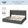 Cama de Armazenamento King Size com Elevação, Cabeceira Moderna com Orelhas, Suporte Hidráulico, Não Precisa de Box Spring, Cinza Escuro