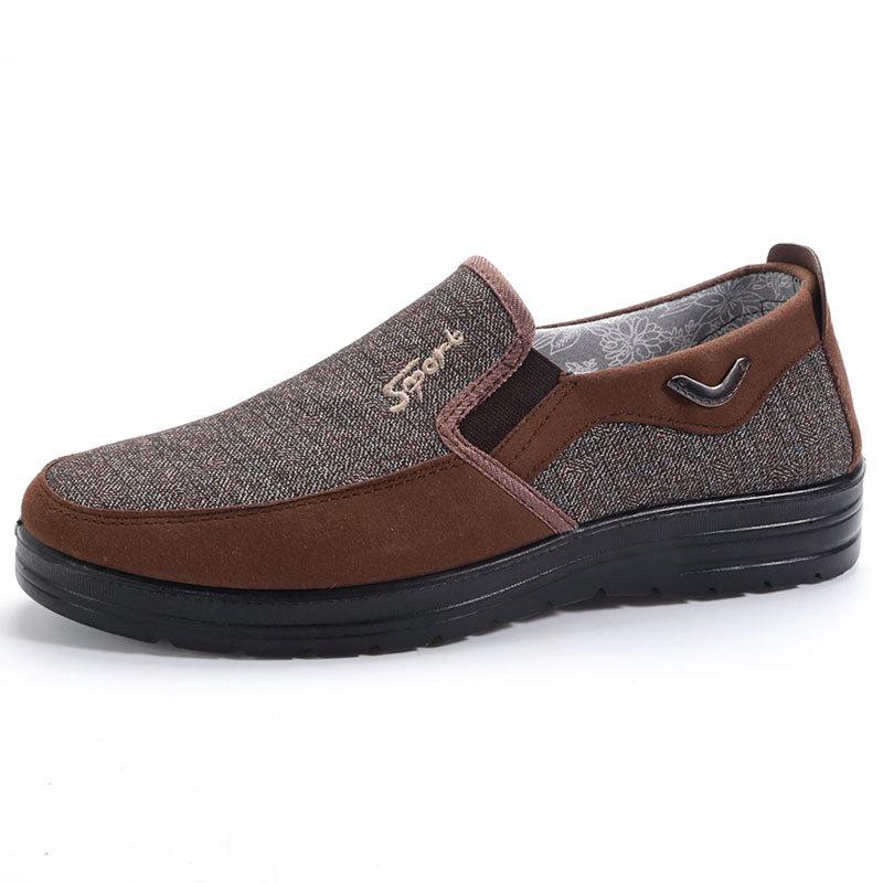 

****** новые старые ******* тканевые туфли мужские для среднего и пожилого возраста обувь для ходьбы дерьмовая подошва туфли на одном педале повседневные обувь большого размера мужская обувь 44 темно-коричневого