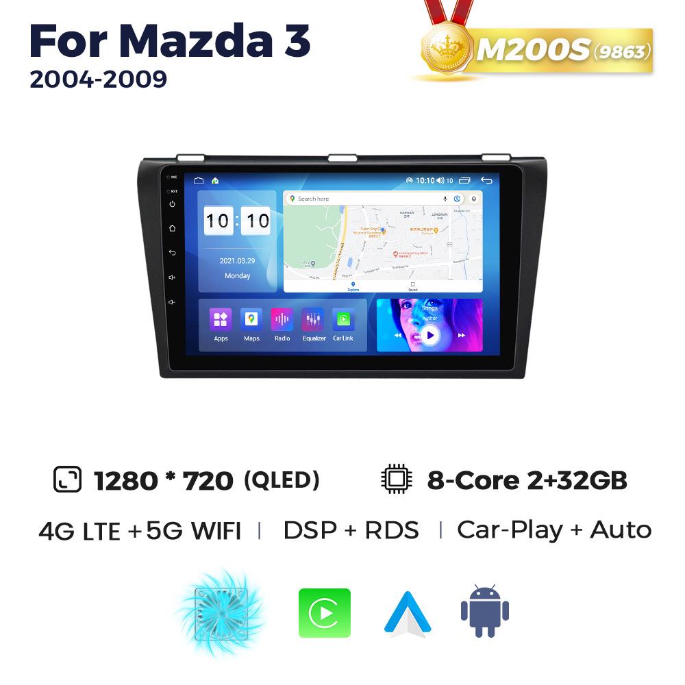 2Din Android Car Radio For Mazda 3 2003 2004-2009 Multimedia Video Player Navigation GPS BT 4G Lte Carplay Auto Stereo Head Unit