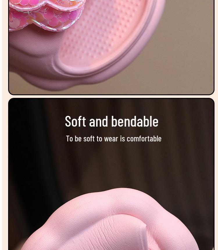 Girls' Soft Sole Non-Slip Bow Slippers for Outdoors - Princess Style