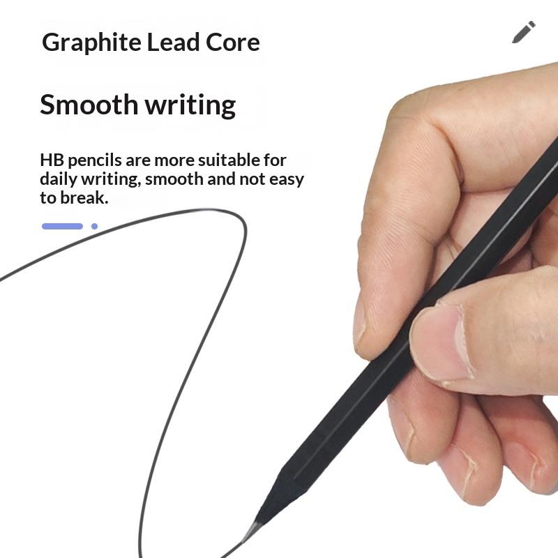 10-Piece Black Wooden Pencils, Hb Hexagonal Lead, Optional Writing Tools Pack. Durable For Writing During Exams