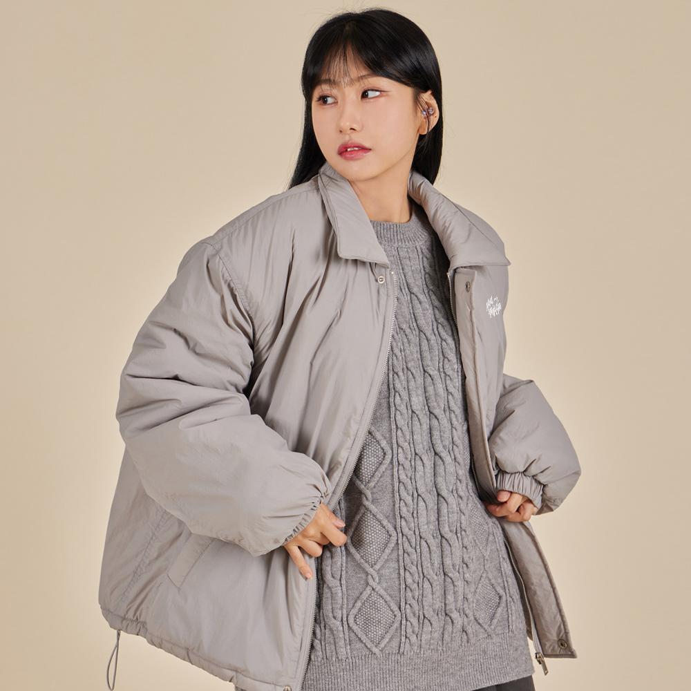 Astral Projection Magic Lettering Logo Stand Collar Padded Jacket_Gray